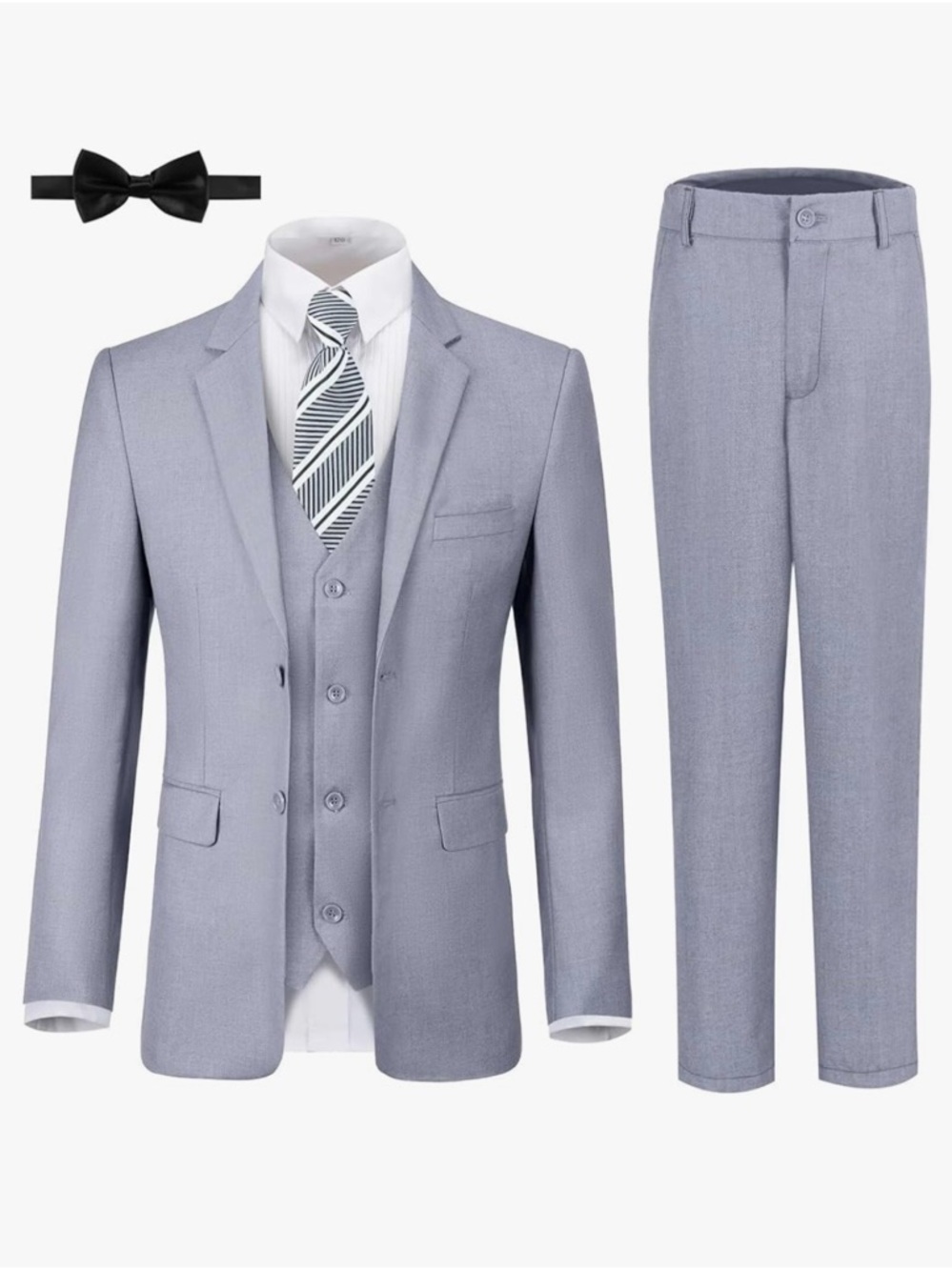 Classic Light Gray 3-Piece Suit - Modern Tailored Blazer, Vest & Pants Youth Sz